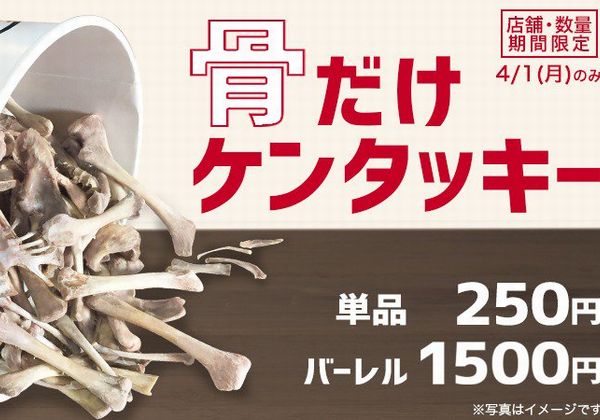 骨だけケンタッキー 登場 圧力釜で揚げたチキンから骨を丁寧に取り除いたオリジナルチキンの骨 Pash Plus