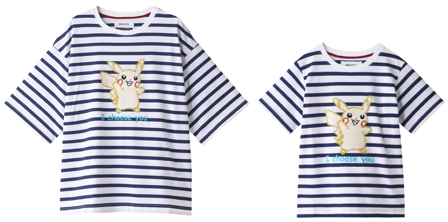 ポケモン ピカチュウとイーブイにフィーチャーしたtシャツ スウェットが親子で着られる2サイズで展開 Pash Plus