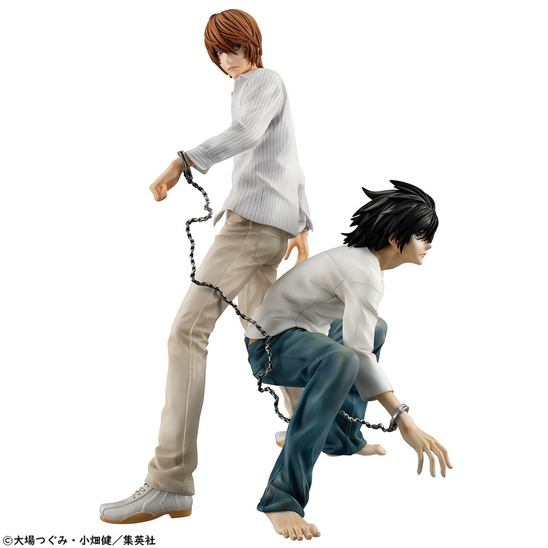 Death Note 月 Lが手錠で繋がれた姿でフィギュア化 コミックス5巻表紙が忠実に再現 Pash Plus